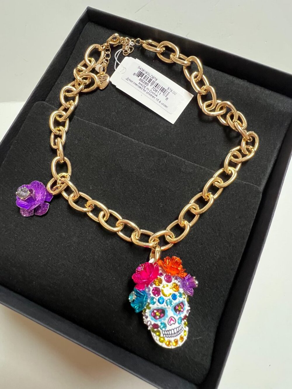 New! Betsy Johnson Sugar Skull Necklace Set Day of the Dead Halloween